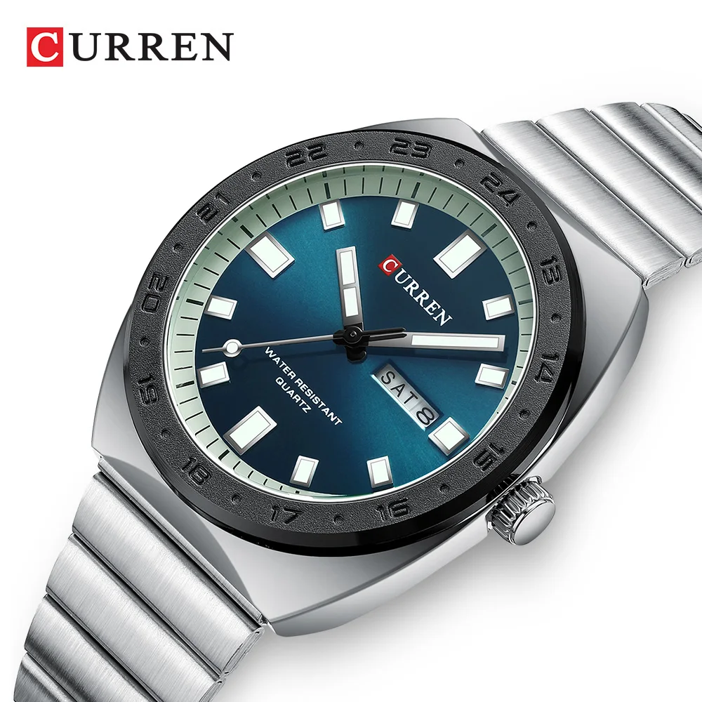 CURREN Men Watch New Business Quartz Movement Ultra Thin Clock Stainless Steel Band Wristwatches