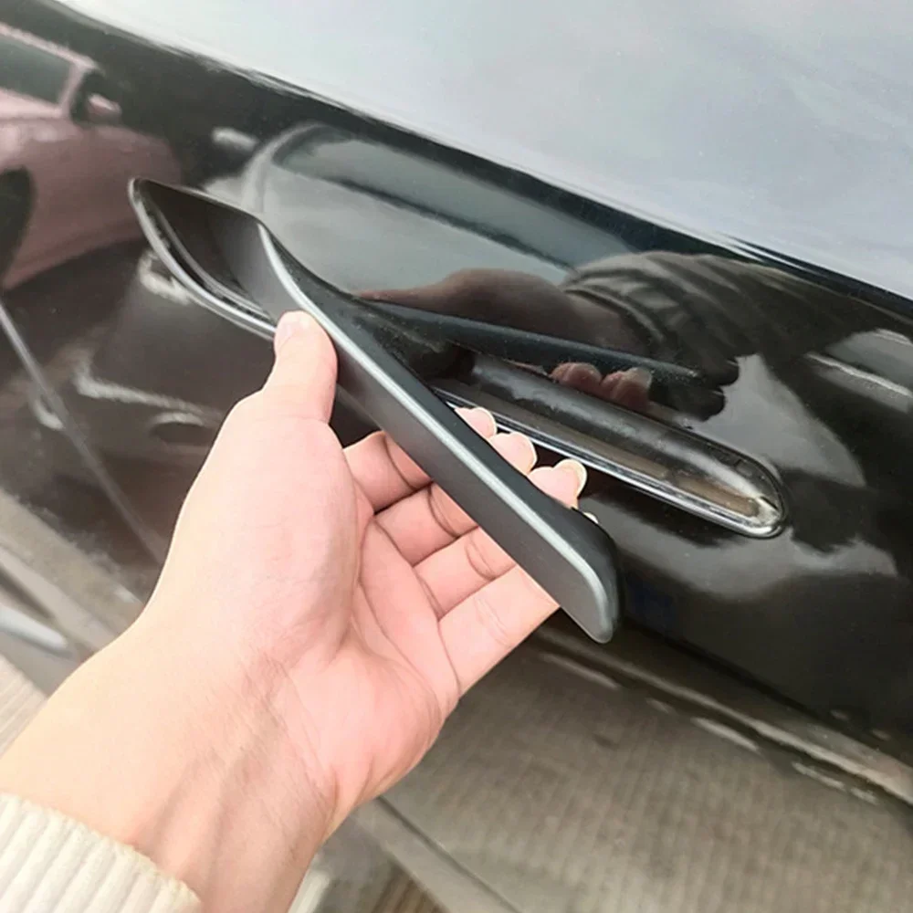 CHTNBO 4-teiliges Set schwarzer Kohlefaser-Türgriffabdeckungen für Tesla Model 3 & Y - Kratzfestes Klebeband mit polierter Oberfläche Amagi – Detail 9
