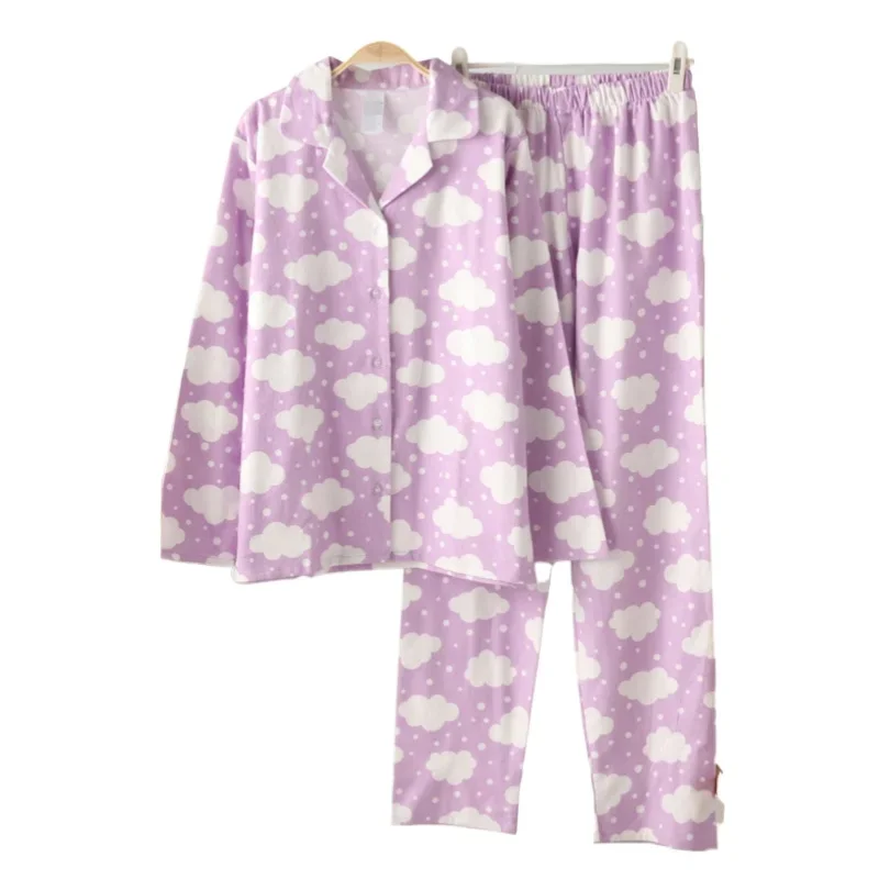 

Women's Sleepwear Long Sleeve Autumn Trousers Pajamas Set Homewear Cotton Buffing Flannel Wool Spring Large Size Pijamas Women