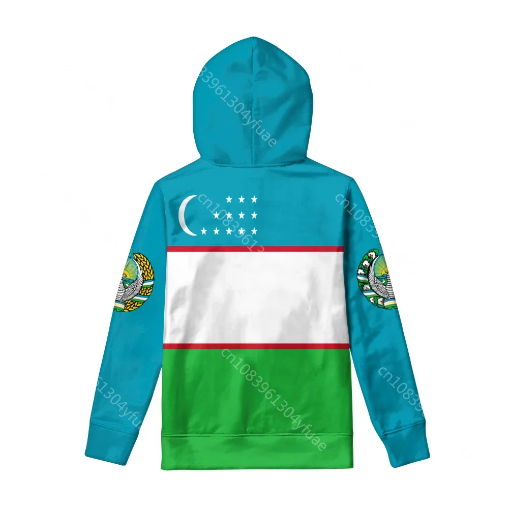 Uzbekistan Zipper Hoodie Custom Made Name Number Photo Uzb Sweatshirt Nation Flag Uz Ozbekiston Uzbek Country Casual Clothes