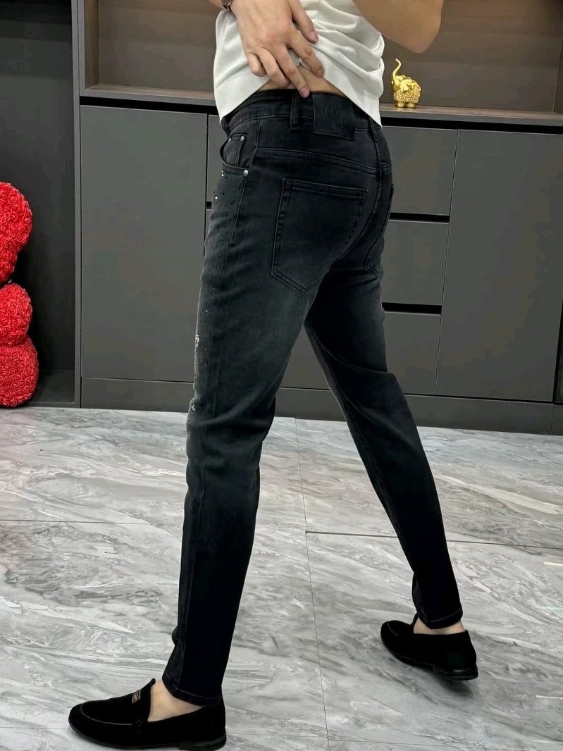 

Новые мужские повседневные джинсы для бизнеса и отдыха, весна-осень, высокое качество, стильные, модные, универсальные, со средней посадкой, облегающие