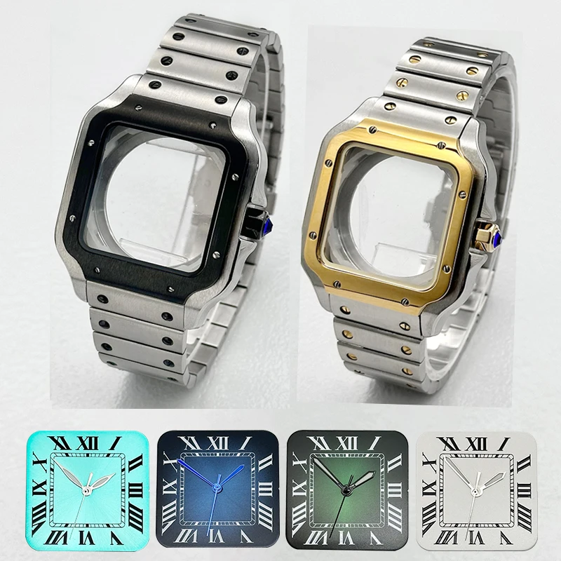 Mod 38mm Transparent Santo Watch Case and Strap nh35 Watch Case Fit For 7S26 NH35 NH36 Watch Case Transparent Back Cover Case