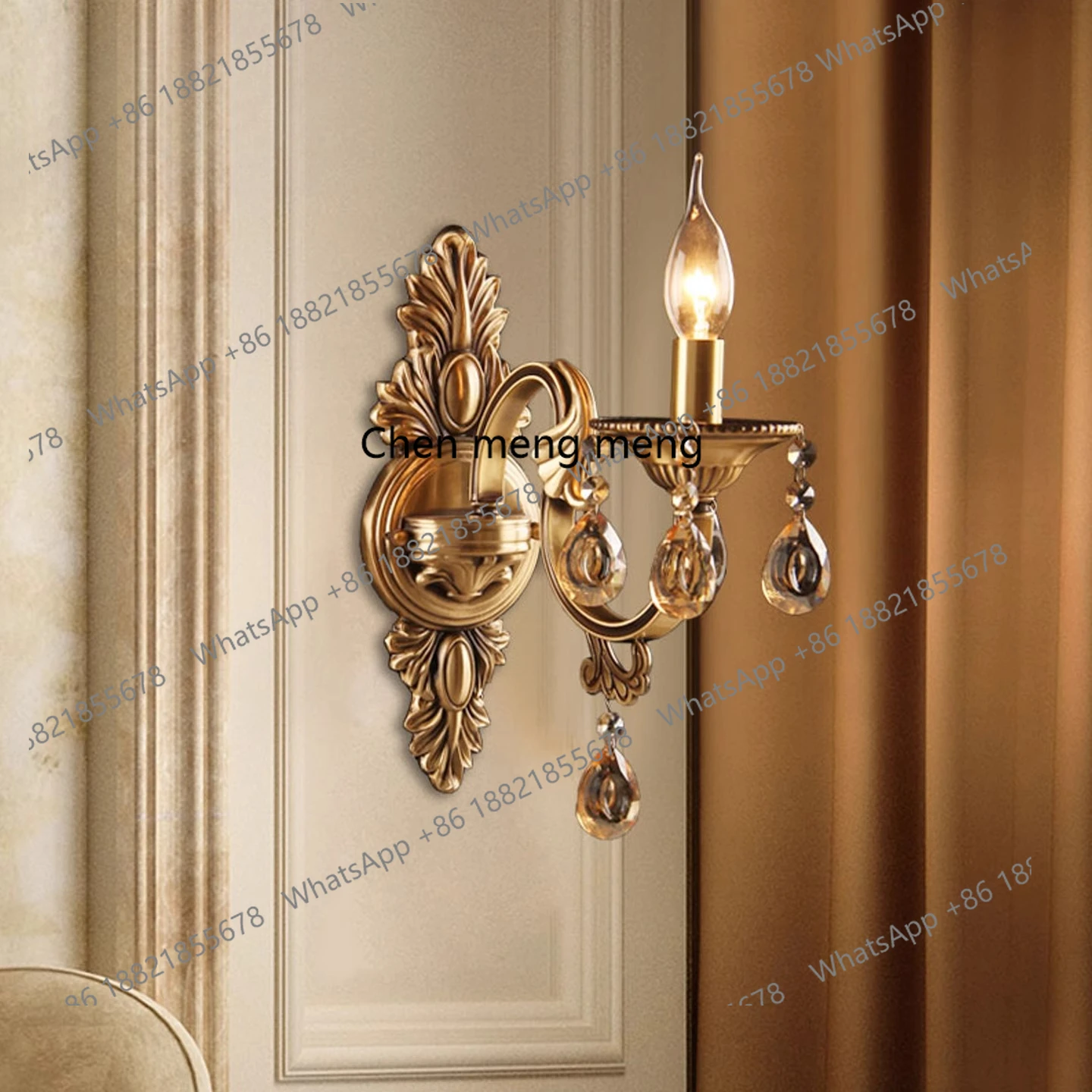 

Европейский полностью медный настенный светильник с одной головкой, украшение для прохода, прикроватная лестница, балкон, коридор, лампа, зеркало, передний настенный светильник