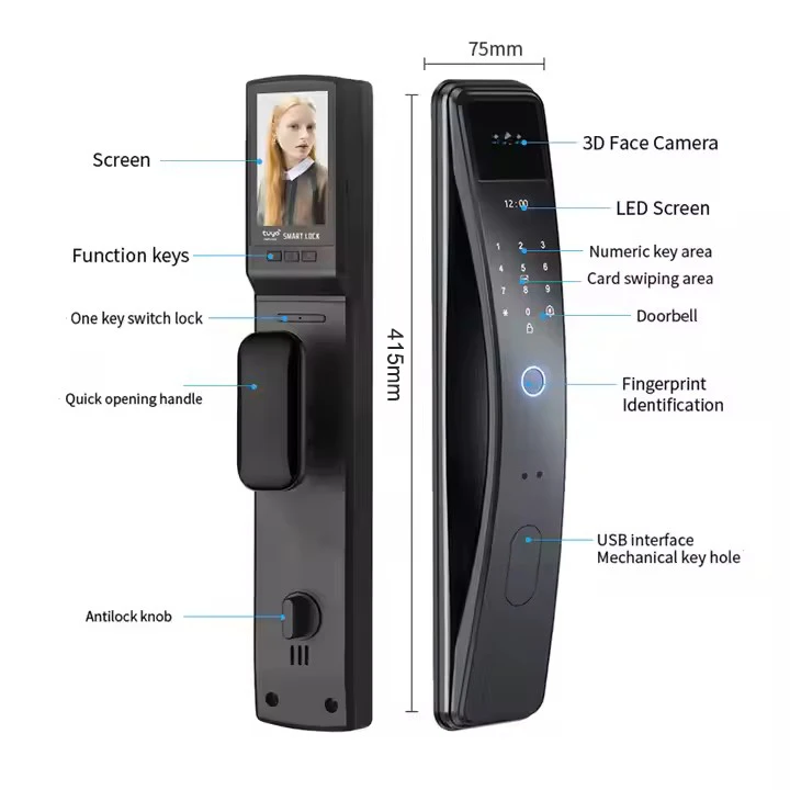 TYSH Digital Electronic Lock Cerradura Inteligentes Wifi Smart Lock Door Tuya App Fingerprint 3D Face Intelligent Door Lock