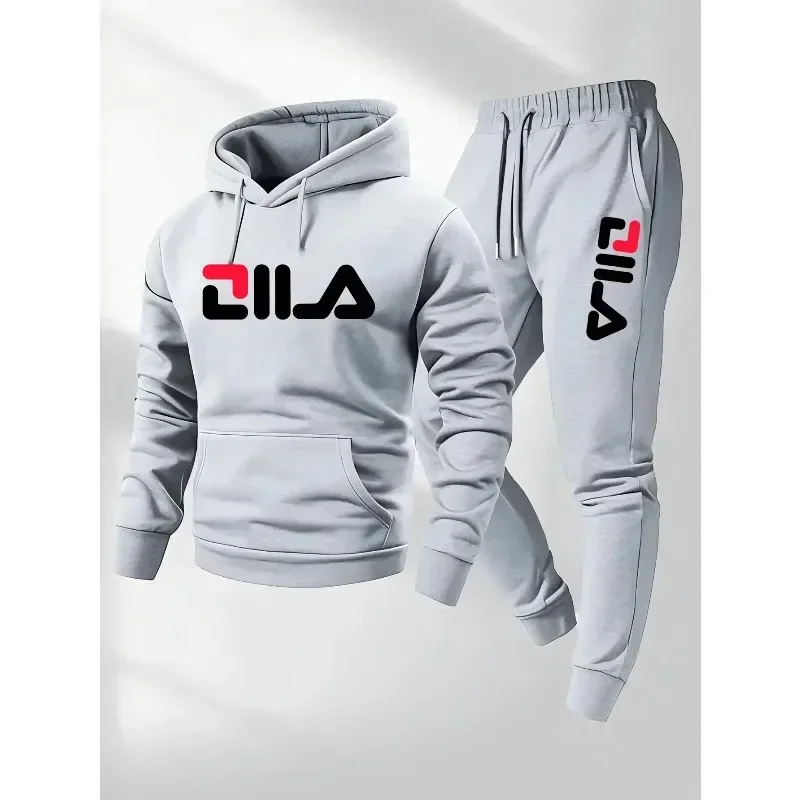 Conjunto Casual Masculino de Moletom com Capuz e Calça de Moletom 2 em 1 para Primavera e Outono 2026, Confortável, Adequado para Homens e Mulheres