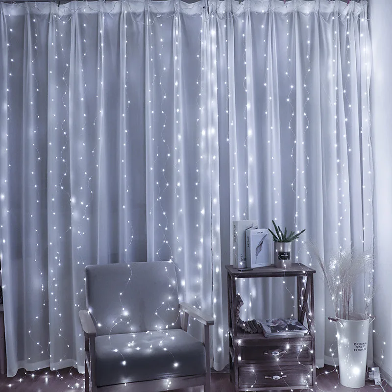 Imagem -04 - Led Window Curtain String Light Usb Remote Natal Festa de Casamento Casa Jardim Quarto Exterior Interior Decorações de Parede 6m 4m 3m