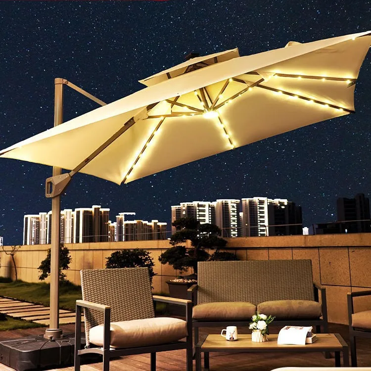 Solar dual-purpose camping awning bold coffee shop outdoor courtyard parasol stall commercial large sun umbrella