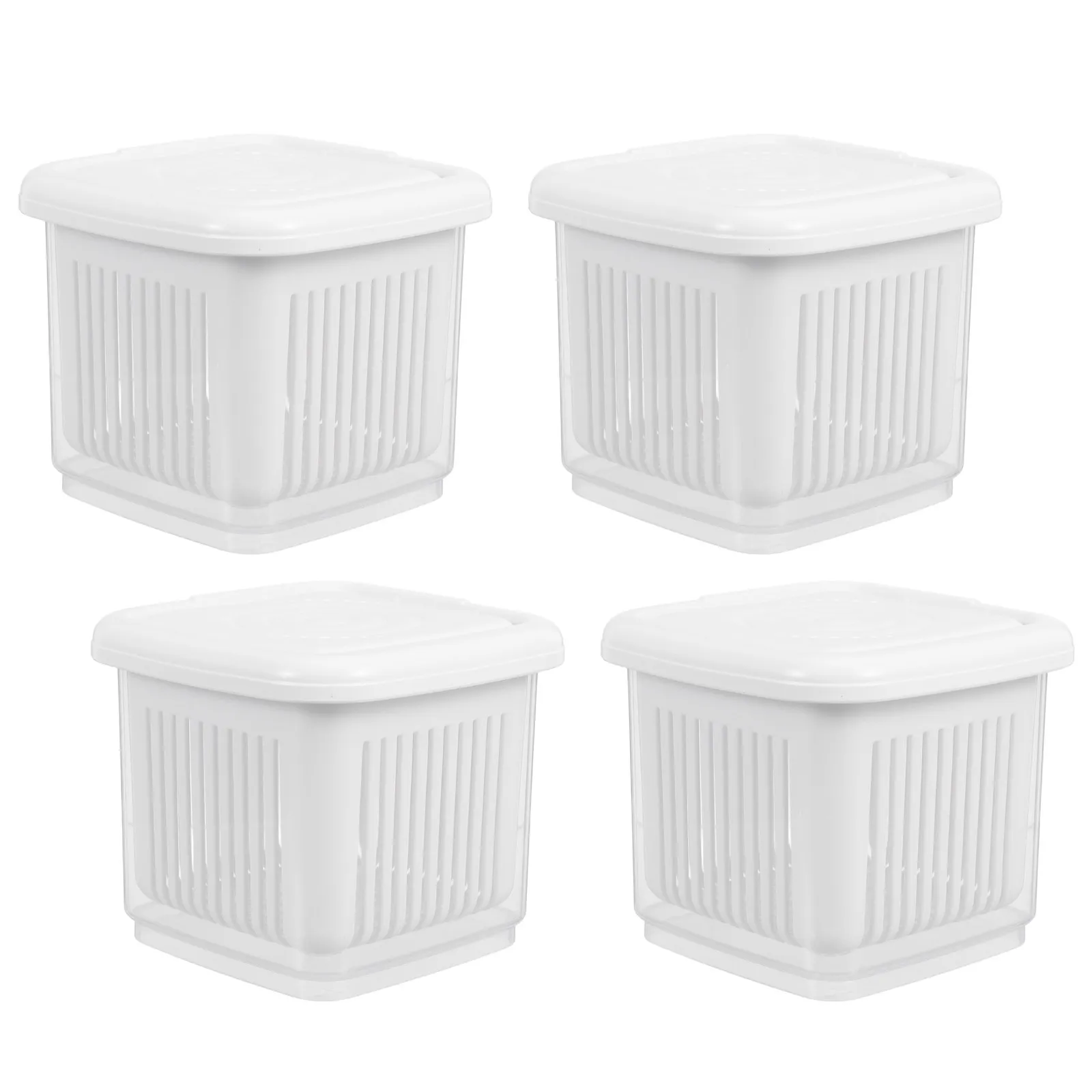 Berry Basket Fruit Storage Containers 4 Pack Reusable Produce Bins with Leakproof Lids Fridge Organizer