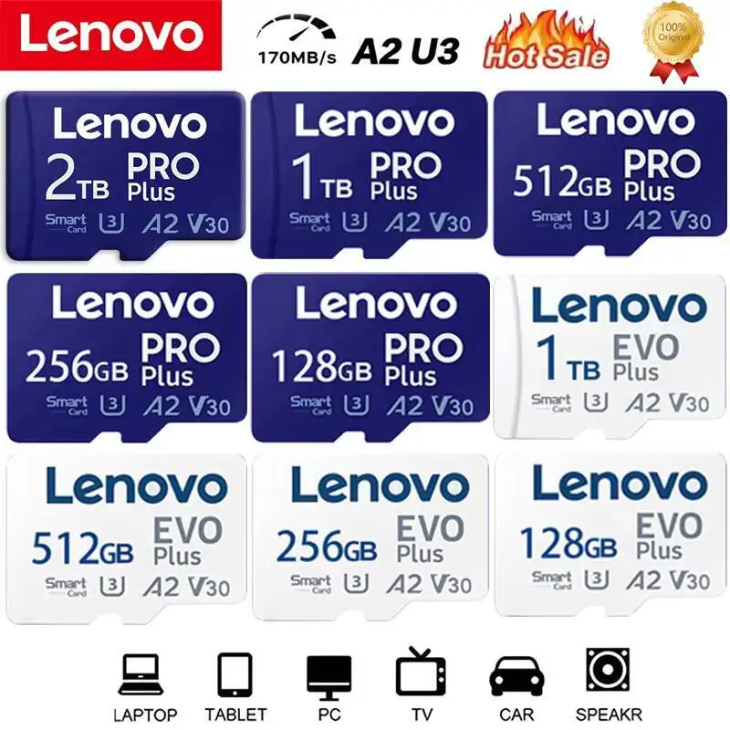 

Lenovo Memory Card 1TB 2TB High Speed Micro TF SD Card 512GB SD V60 U3 TF Card For Nintendo Switch Ps4 Ps5 Game