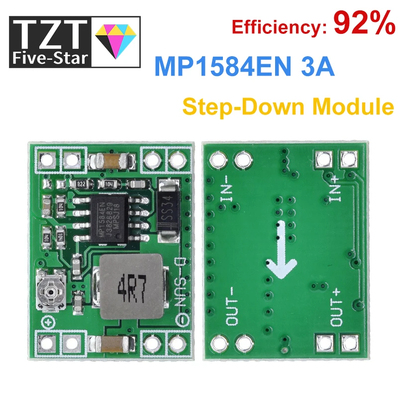 TZT Ultra-Small Size DC-DC Step Down Power Supply Module MP1584EN 3A Adjustable Buck Converter for Arduino Replace LM2596