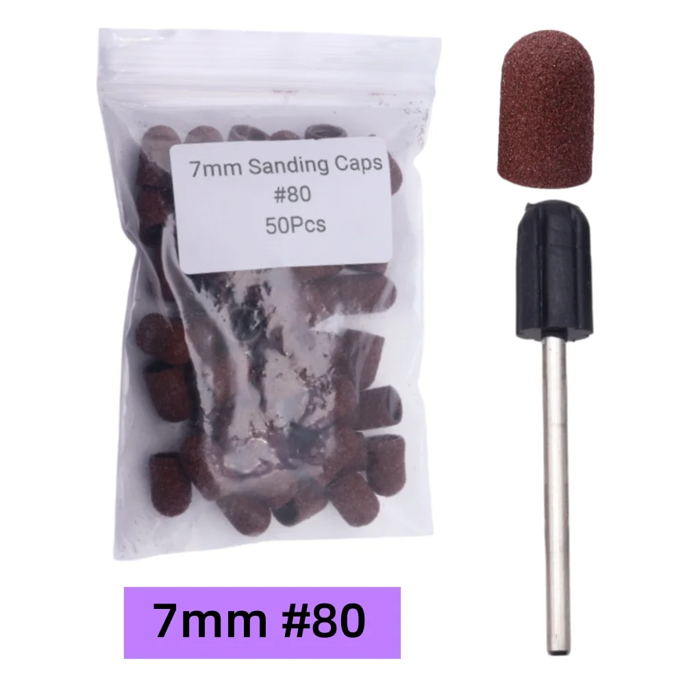 50 Stück Schleifkappen mit Dorn – Nagelbohrer-Hülsen-Set für Maniküre, Pediküre und Hornhaut