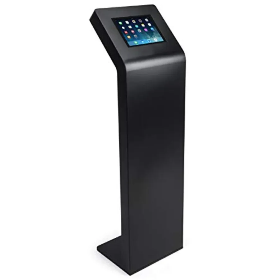 

Locking Tablet Floor Stand for Conference Rooms, Steel Construction, Black, Heavy-Duty Stability and 360 Rotation