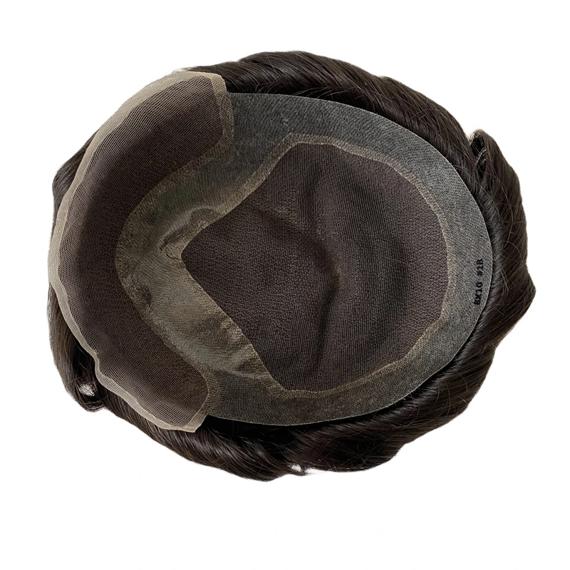 أنظمة الشعر البشري المنغولية المموجة 32 مم، # 1b اللون الأسود 8x10 الدانتيل السويسري هوليوود الشعر المستعار للرجل الأبيض