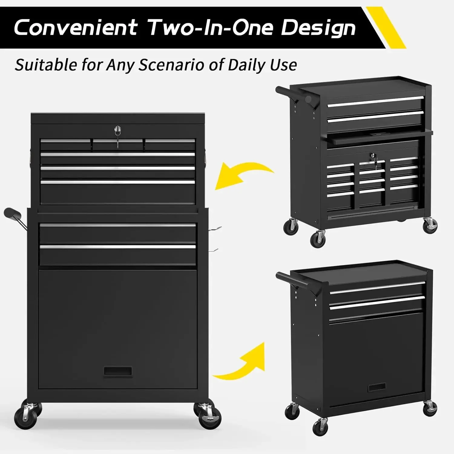 

Ящик для инструментов на 8 ящиков с колесами, большой вместительный инструментальный ящик на колесах, запираемый механический ящик, портативный ящик