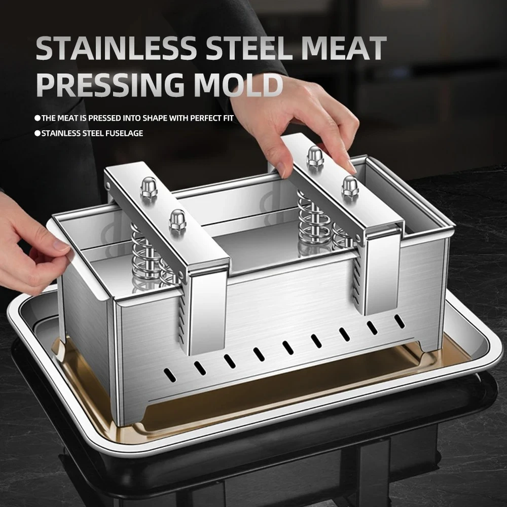 Stainless Steel Meat Shaping Mold Box, Commercial Forming Tool for Fast Food Restaurant Use