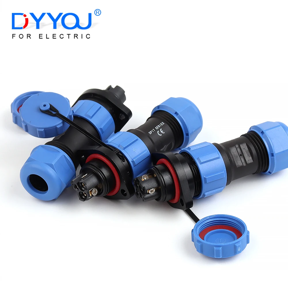 LP/SP17 Flange Male Female IP68 Waterproof Connector No Welding Screw Wiring 2/3/4 Pin Plug Socket Electrical Quick Connectors