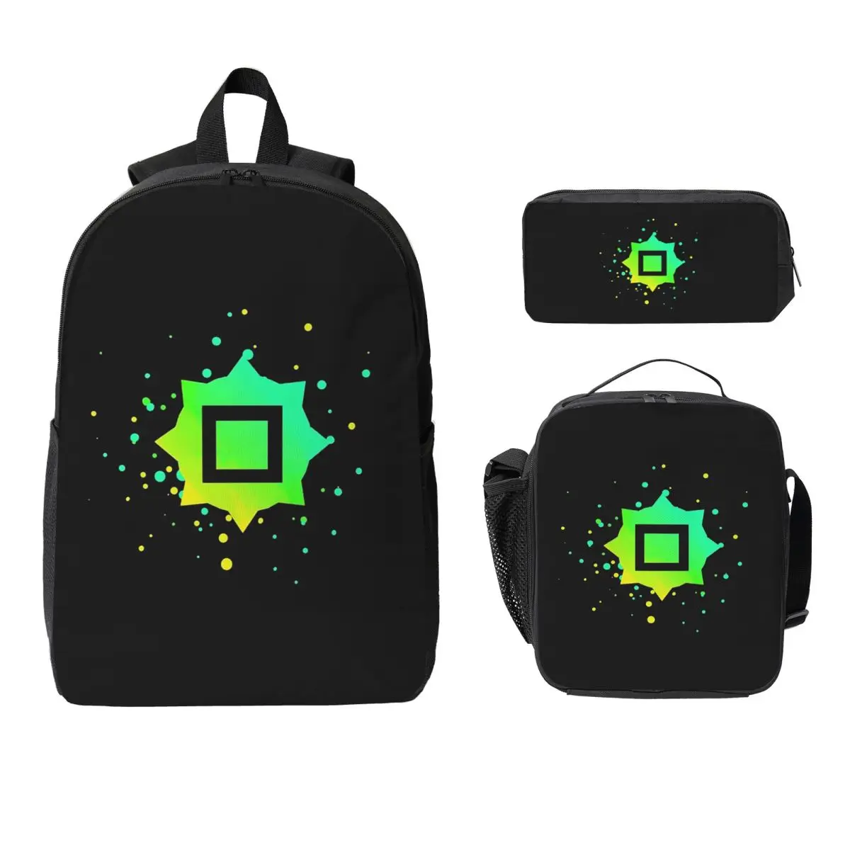 Just Shapes And Beats Blixer Square Backpack Boys Girls BookBag School Bag Shoulder Bags 3ps Insulated Lunch Bag Pencil Case