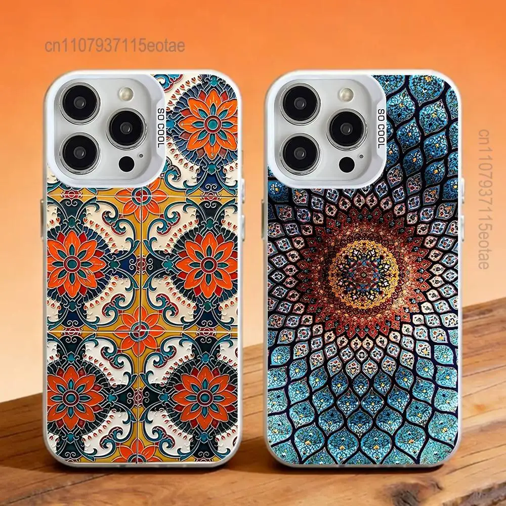

Art Tile Moroccan pattern Phone Case For iPhone 17,16,13,12,11,15,14,Pro,Max,Plus,SE4,Air,Mini White IMD Matte