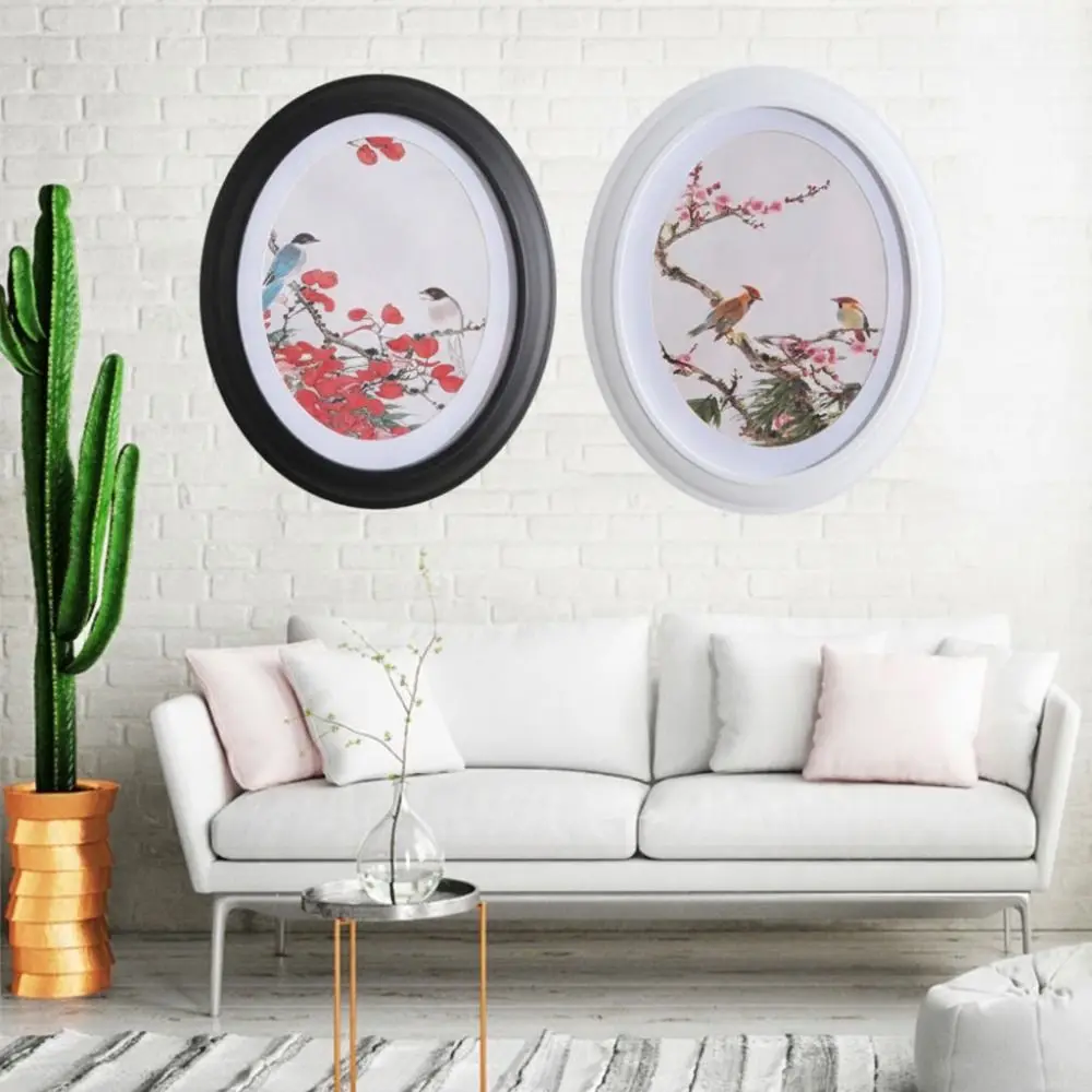 Solid Wood Oval Picture Frame 7/12 Inch Oval Shape Wood Picture Frame Classic Design Wall Mounted Wall-mounted Picture Frames