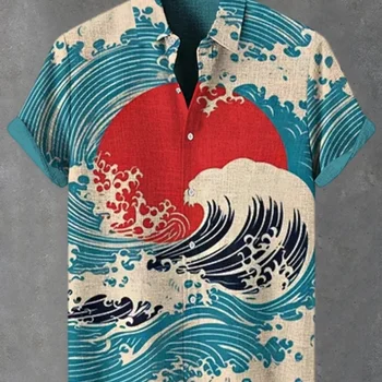 LAOLUO Chemise Coton Lin Homme Manche Courte 2022 Nouveau