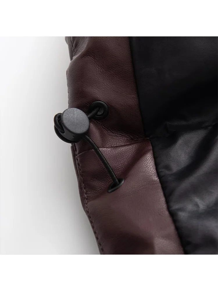 HH امرأة الشتاء طويلة الأكمام الرباط جيب الديكور سستة الصلبة معطف مقنع الإناث أسفل الجلود الاصطناعية ملابس قطنية #6