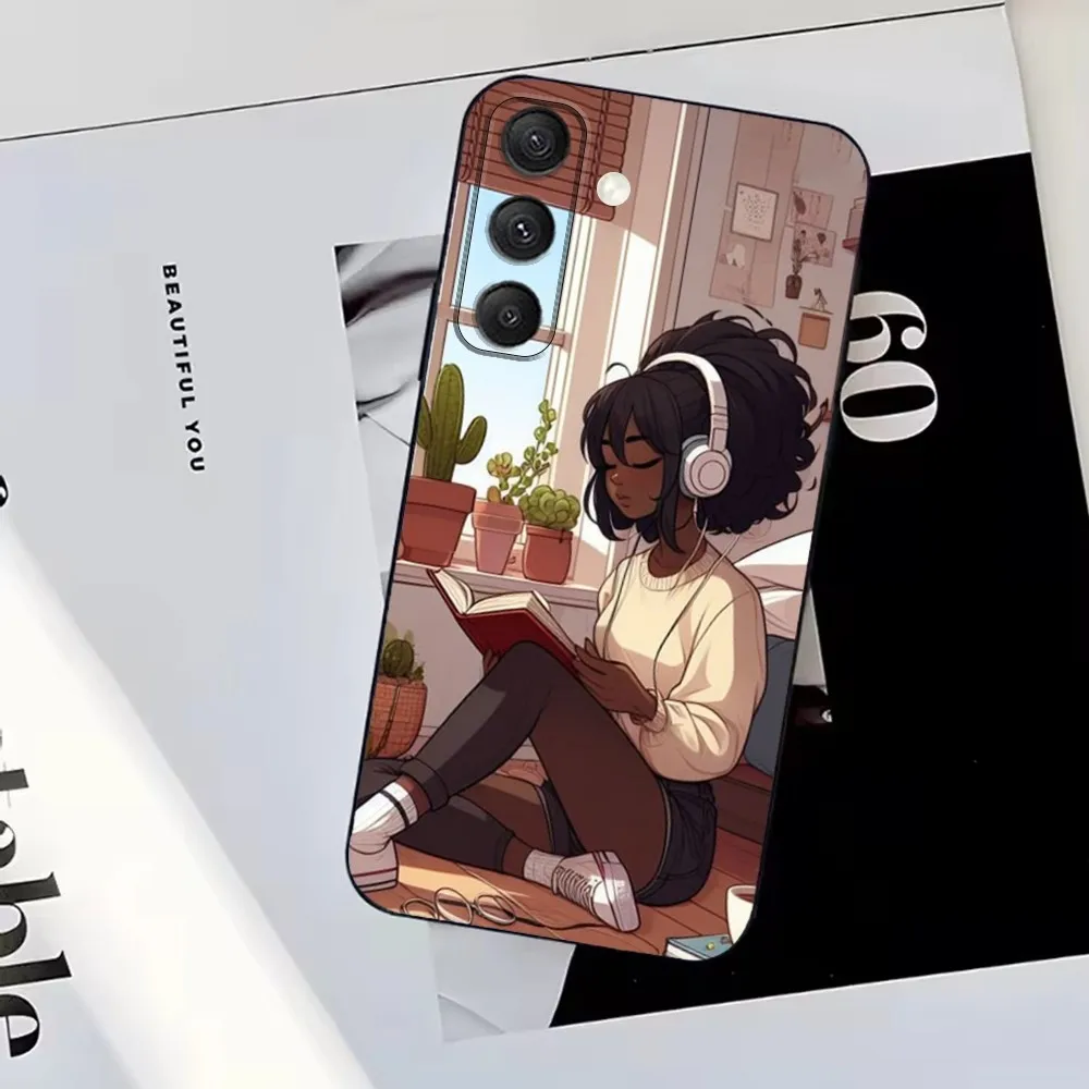 Afro Black Girl Phone Case For Samsung S25,S24,S23,S22,S21,S20,S10,Ultra,Plus,Lite,FE,Soft Silicone Black Cover - Image 3