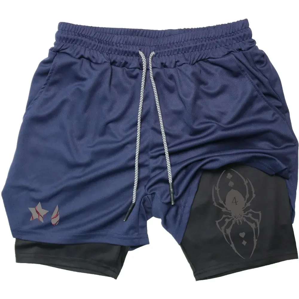 Anime Hunter X Hunter Performance-Shorts für Herren, 2-in-1-Lauf-Kompressionsshorts, Training, Sport, Gym, schnell trocknende Shorts mit Taschen – Detail 12