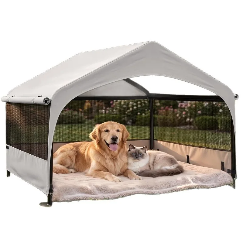 Pet Nest, Sunshade, Outdoor Window Rainproof Dog Tent, Dog Sunshade with Window, Military Bed