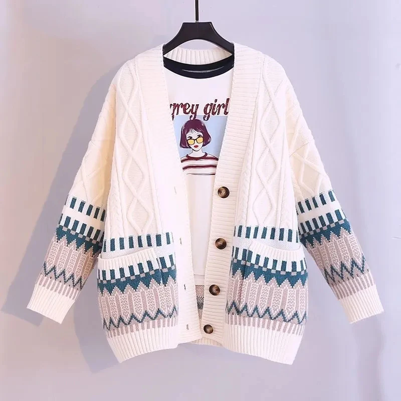 

Cardigan Women Knitted Sweater 2023New Spring Autumn Long Sleeve Sweet Knit Sweater Female Fashion Casual Loose Ladies Tops E999