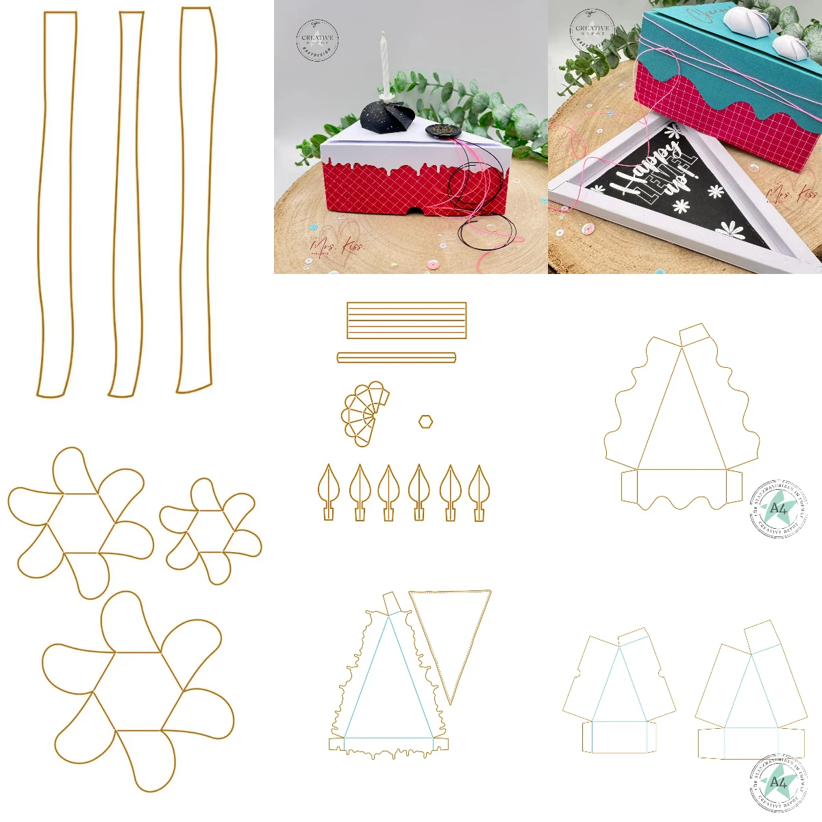 Dreieckige Kuchenstempel-Metall-Stanzformen für Scrapbook, Tagebuch, Dekoration, Prägevorlage, DIY-Grußkarte, handgefertigt