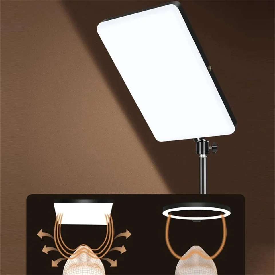 Luz LED de vídeo con trípode profesional, Control de soporte, Panel regulable, iluminación para estudio fotográfico, lám