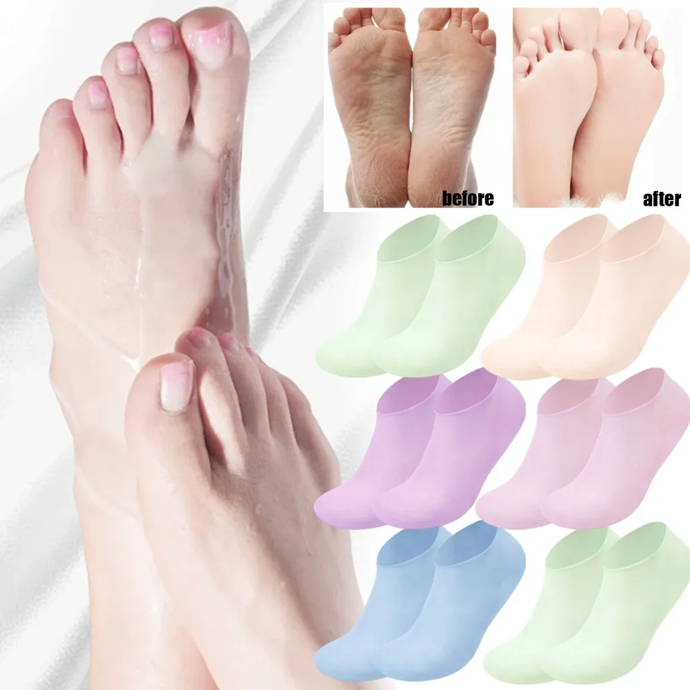 1 paio di calzini idratanti in silicone per i piedi strumenti spa calza in gel riutilizzabile piedi protettivi copertura anti screpolature piede della pelle morta