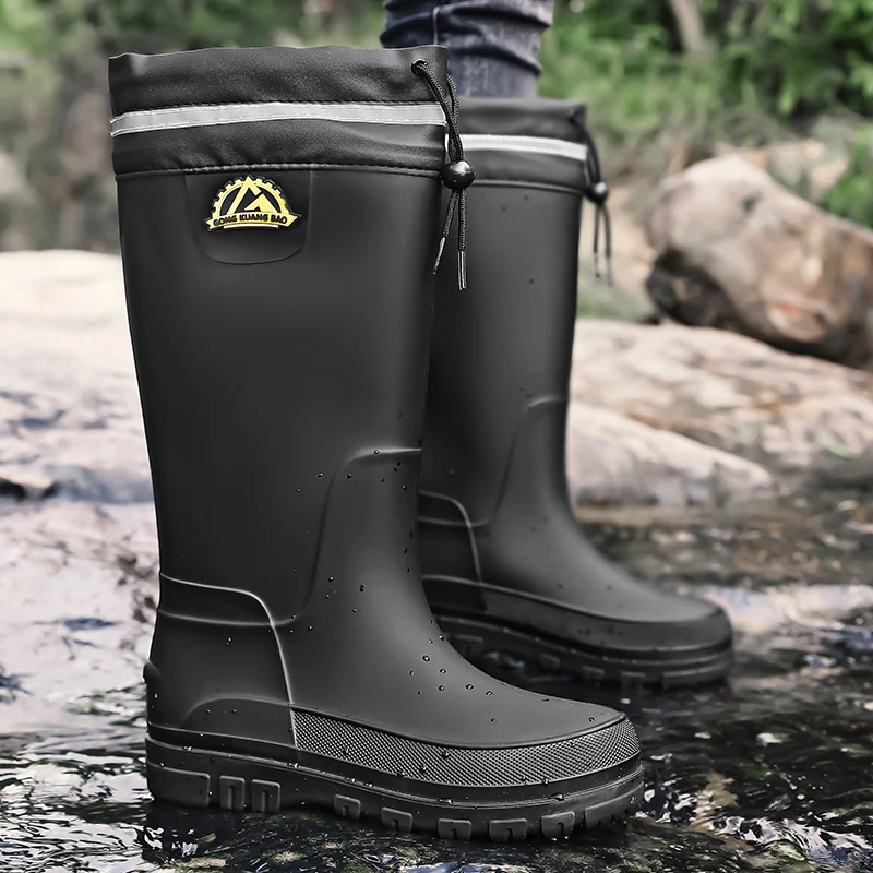 

Мужские и женские непромокаемые резиновые сапоги с закрытым носком, короткие и средней длины, с нескользящей подошвой и шнурком, высококачественные сапоги для дождя
