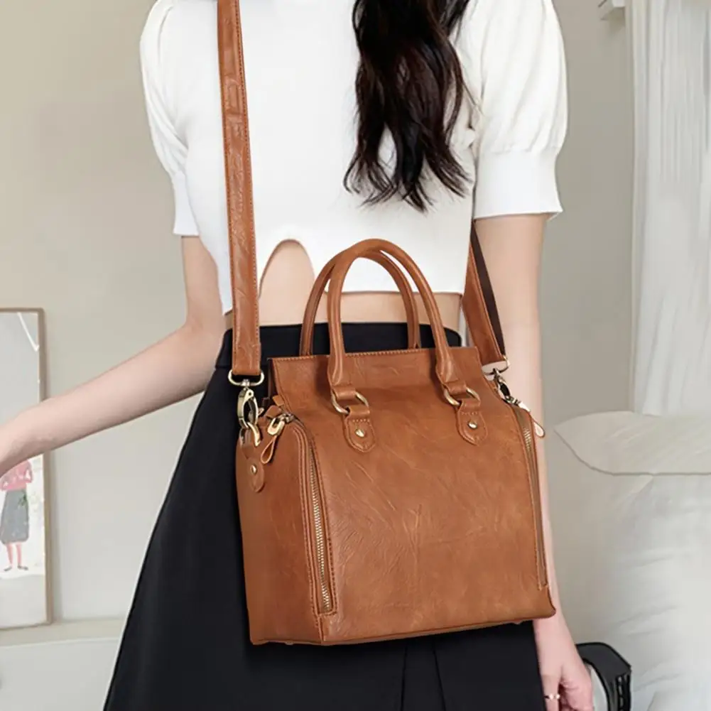 

Multi-layer Tote Bag Stylish Women's Tote Bag with Removable Strap Capacity Shoulder Handbag for Work Travel Multi-compartment
