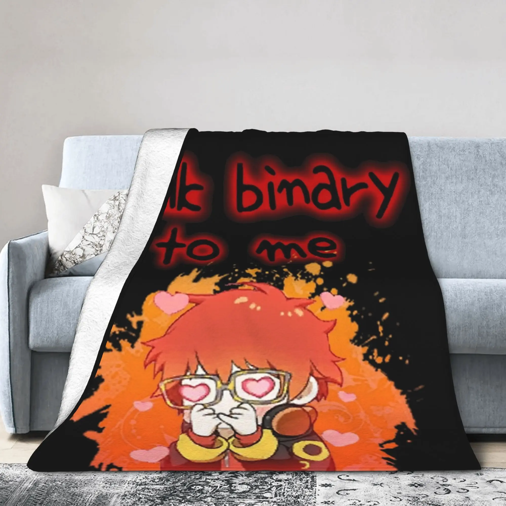 Mystic 707 Talk Binary to Me Messengers Flannel Throw Blanket  for Bedding Knitted Blanket Gift Super Soft Multi-function Throws