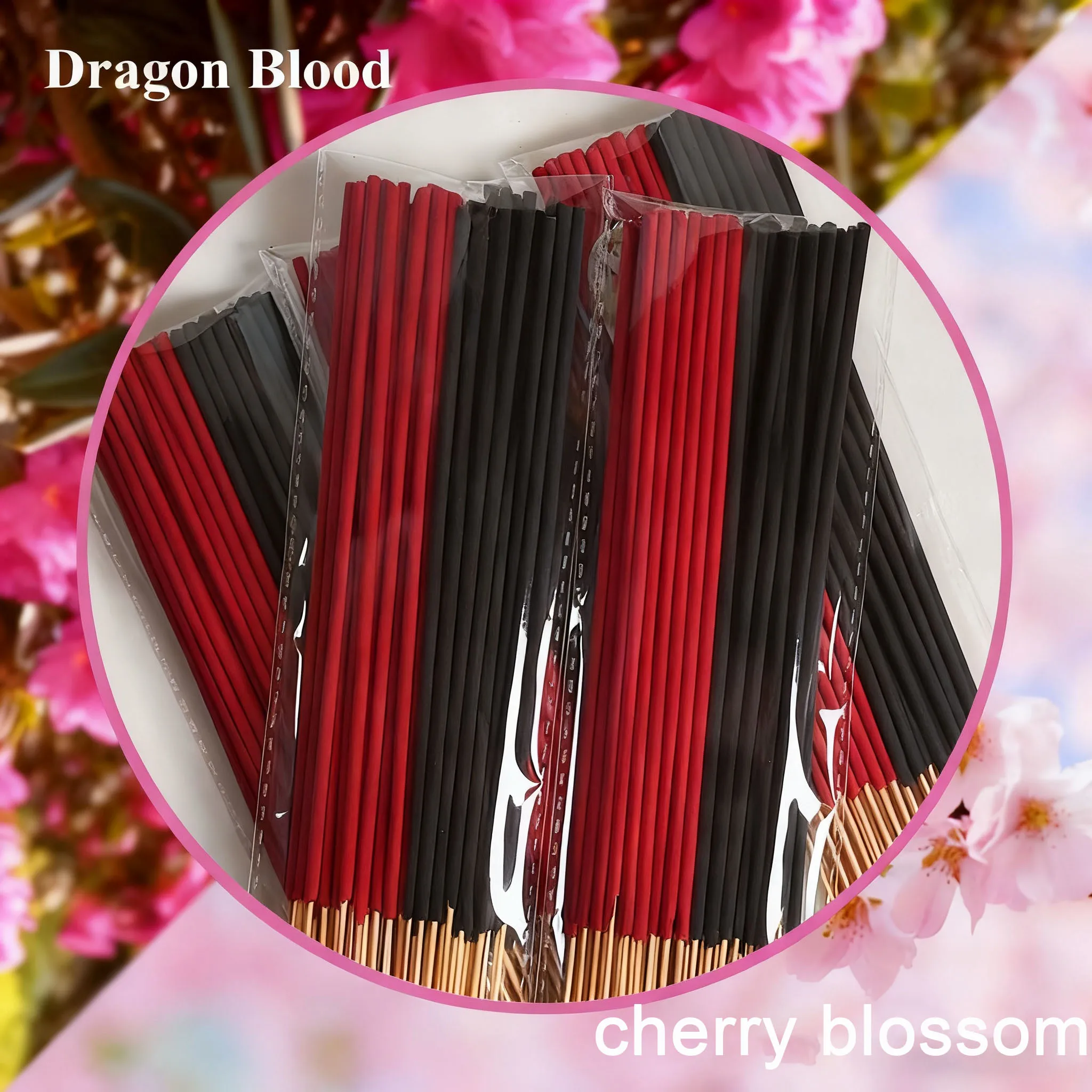50/100/200 Pieces of Red and Black Combination Incense Sticks, Mixed Aroma Stick Set, 22.0cm Scents: Cherry Blossom, Dragon's Blood, Suitable for Home, Tea Rooms, and Spas, Take You on a Different Romantic Journey