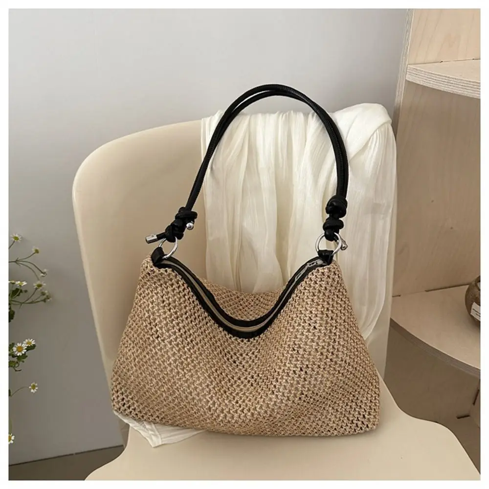 Handmade Braid Straw Bag Large Capacity Summer Beach Shoulder Bag Women Girls Fashion Handbag Rattan Woven Tote Bag for Ladies