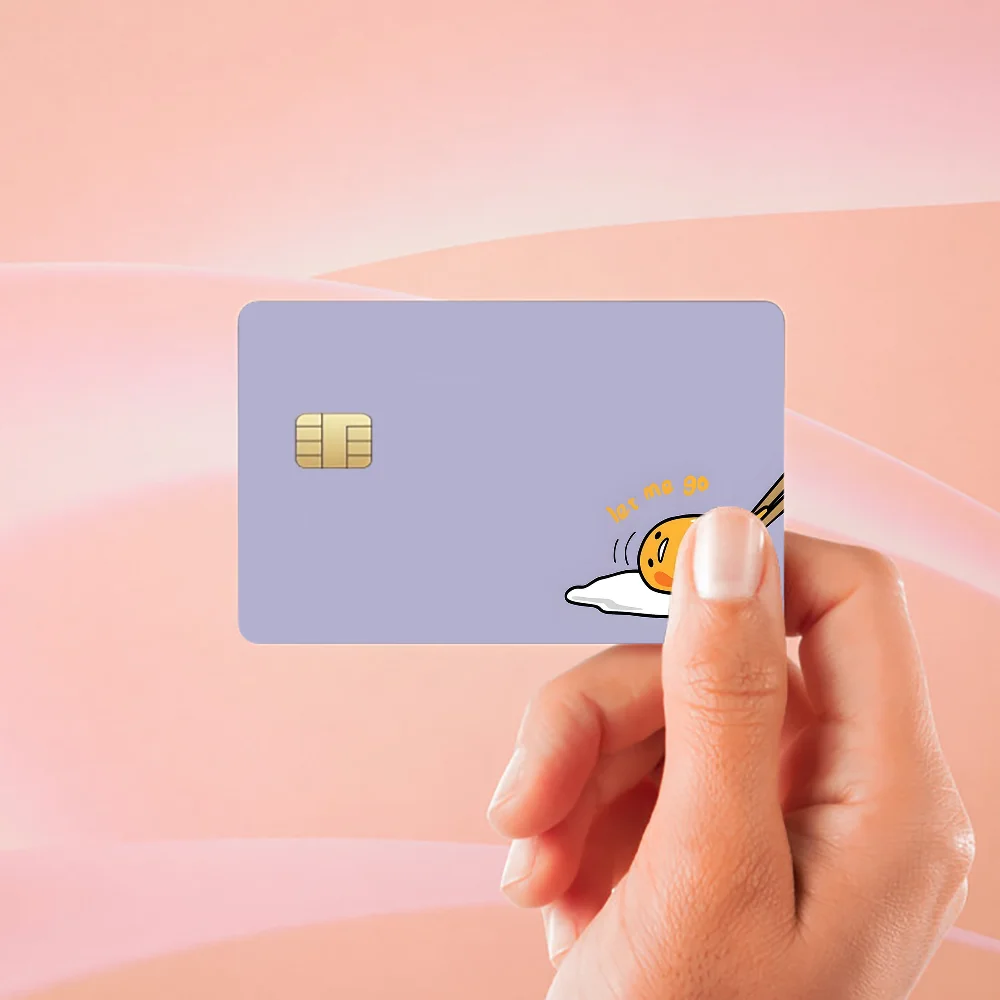 ملصقات جلدية لبطاقة الائتمان الكرتونية G-Gudetama لبطاقة البنك والحافلة المتروية ملصق مقاوم للماء هدية للنساء