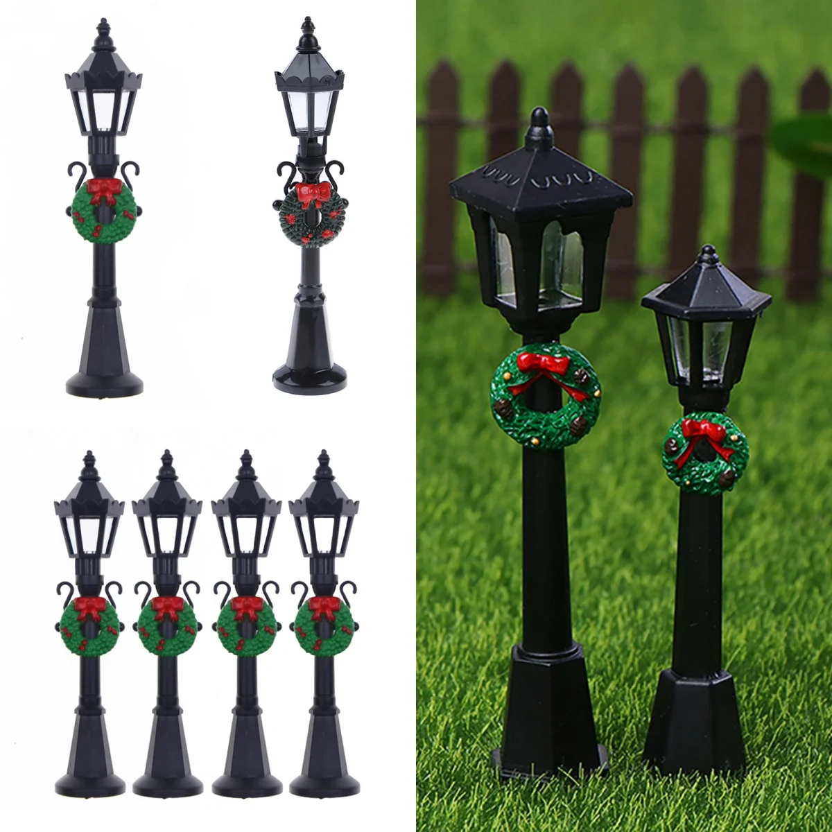 1Pc 1/12 Dollhouse Miniature Christmas Park Village Street Lamp Doll Streetlight Country Decor Toy Home Decor Yard Ornament