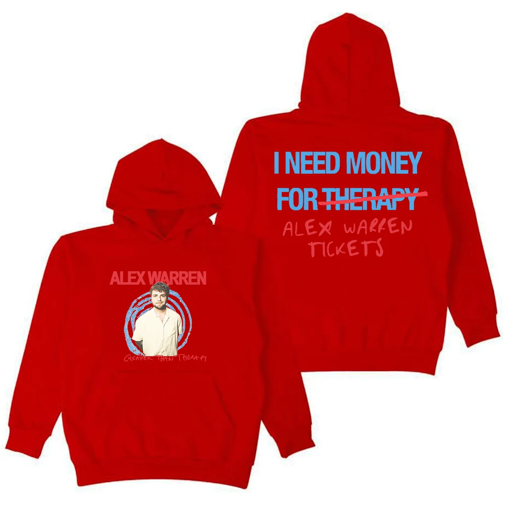 Alex Warren أرخص من تذاكر جولة العلاج Merch هوديي طويل الأكمام ملابس الشارع الشهير النساء الرجال قمصان سويت شيرت بقلنسوة