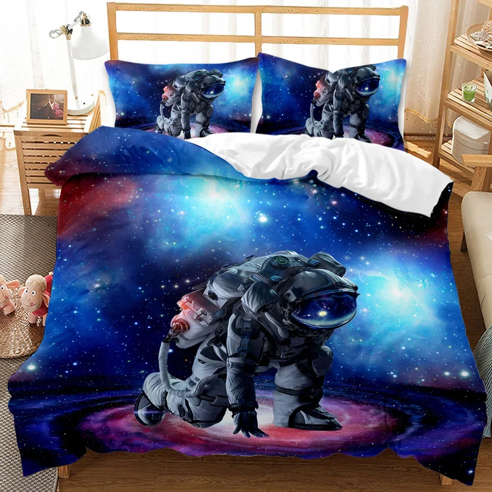 Spaceship Duvet Cover Set Spaceship Travel Through The Galaxy Space Bedding Set Pillowcase Queen King Size Polyester Qulit Cover