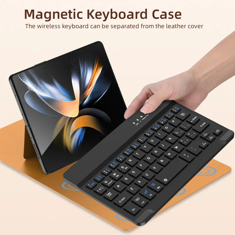 For Samsung Galaxy Z Fold 5 4 3 2 Wireless Keyboard Magnetic Folding Flip Stand Leather Phone Case With Keyboard Cover Pen Mouse