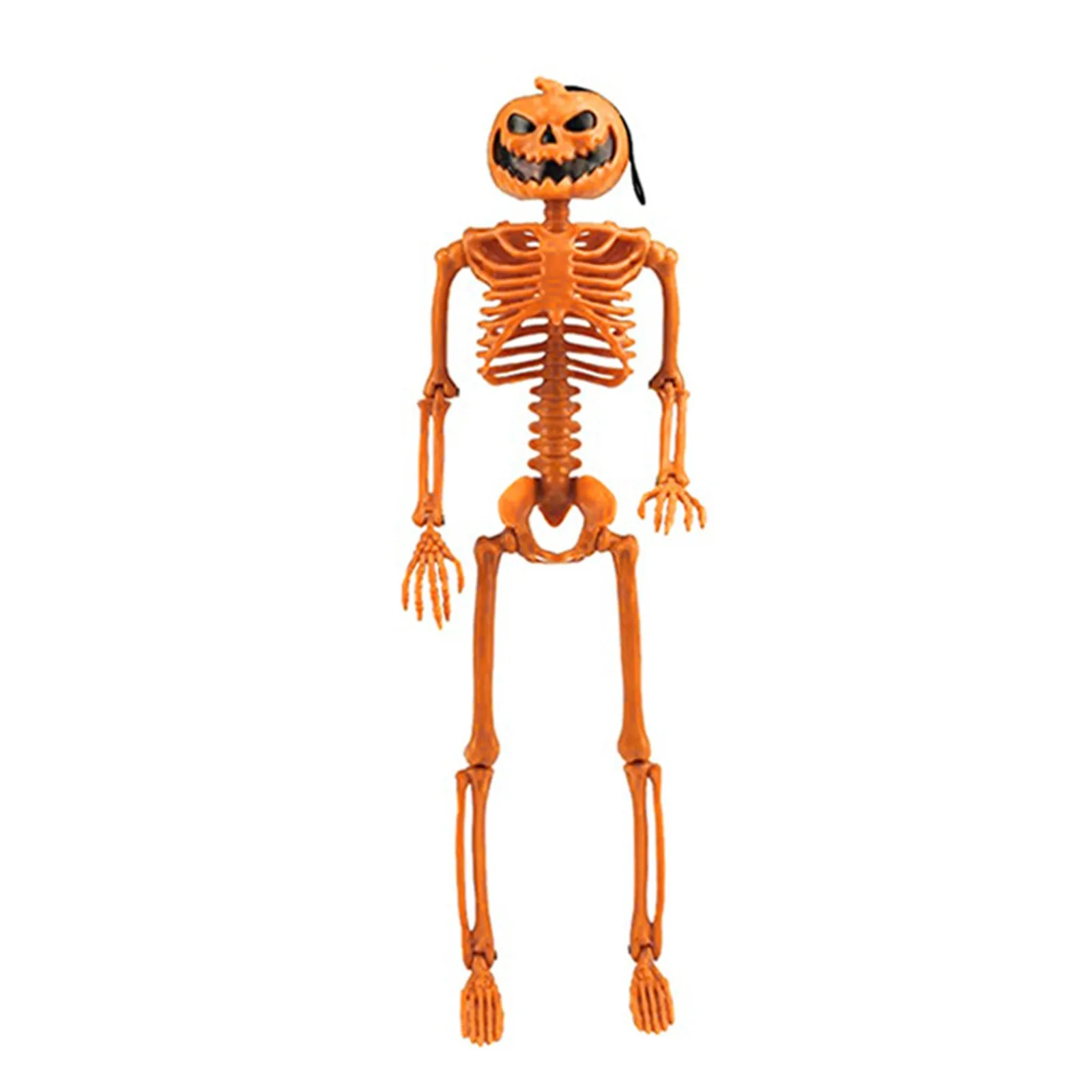 40cm Pumpkin Head Skeleton Halloween Decorations Funny Plastic Skeletons For Haunted House Graveyard Scene Party Props Decor