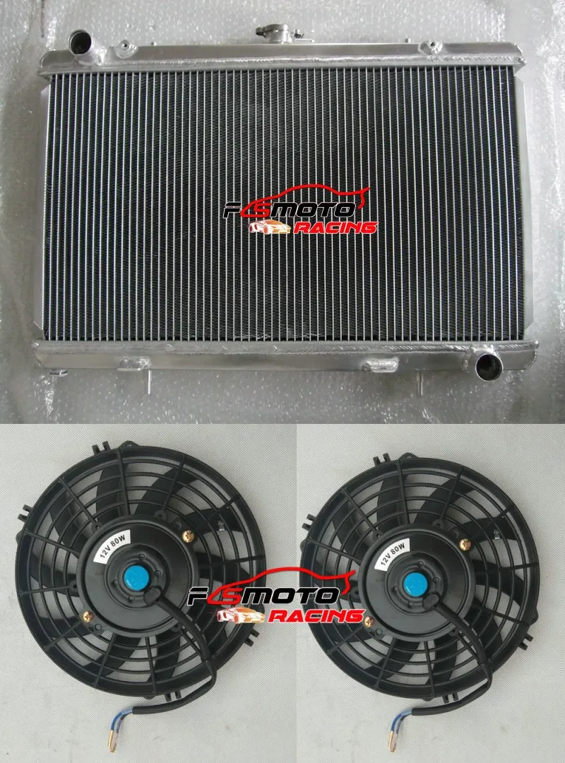 3Row 52mm Aluminum Radiator + Fans For Nissan Silvia S13 SR20DET 1989 1990 1991 1992 1993 1994 89 90 91 92 93 94
