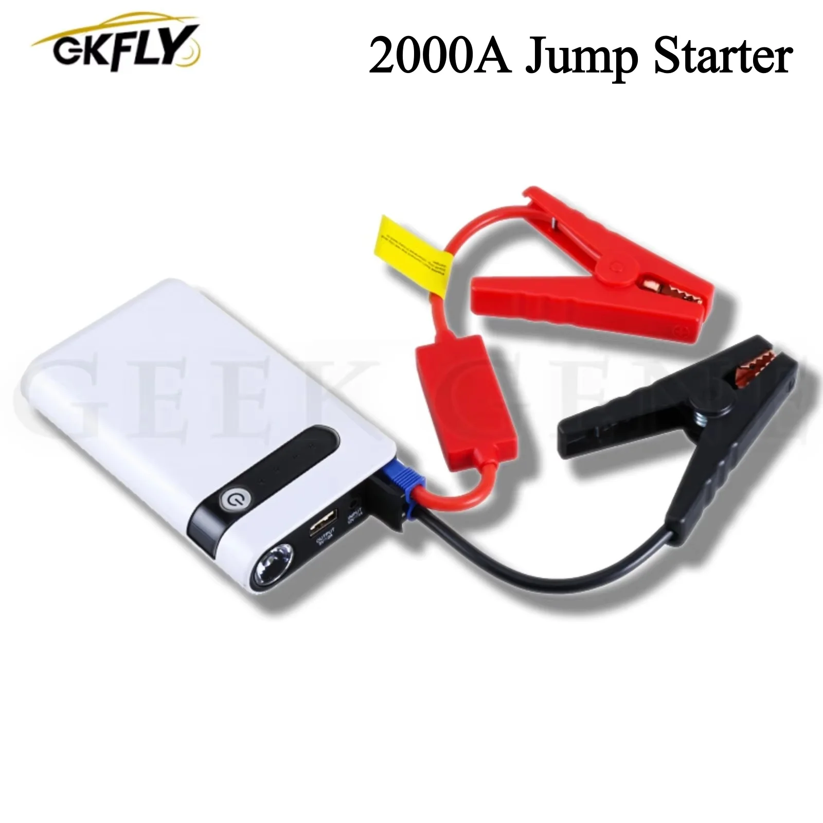 GKFLY Mocny Rozrusznik Samochodowy 2000A 12V Urządzenie Rozruchowe 44.4Wh Power Bank Ładowarka Samochodowa Do Akumulatora Samochodowego Booster Buster LED