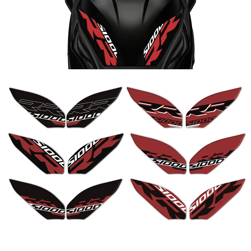 Motorcycle Knee Pad Tank Protector 3D Gel Paint Protection Decal Black and Red Color Scheme For BMW S1000RR 2019-2024