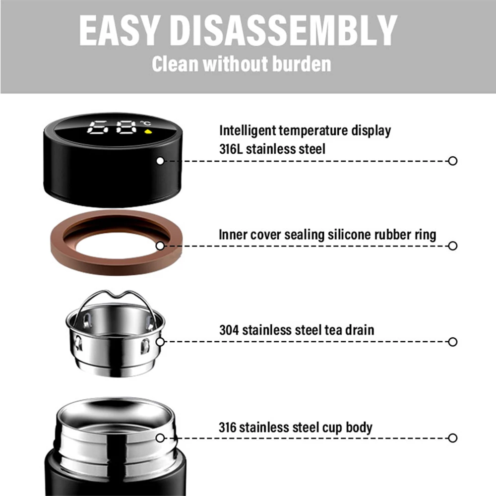 1pc Thermos Bottle Smart Cup With Temperature Display 304 Stainless Steel Vacuum Insulated Intelligent Cup For Nissan Nismo GTR