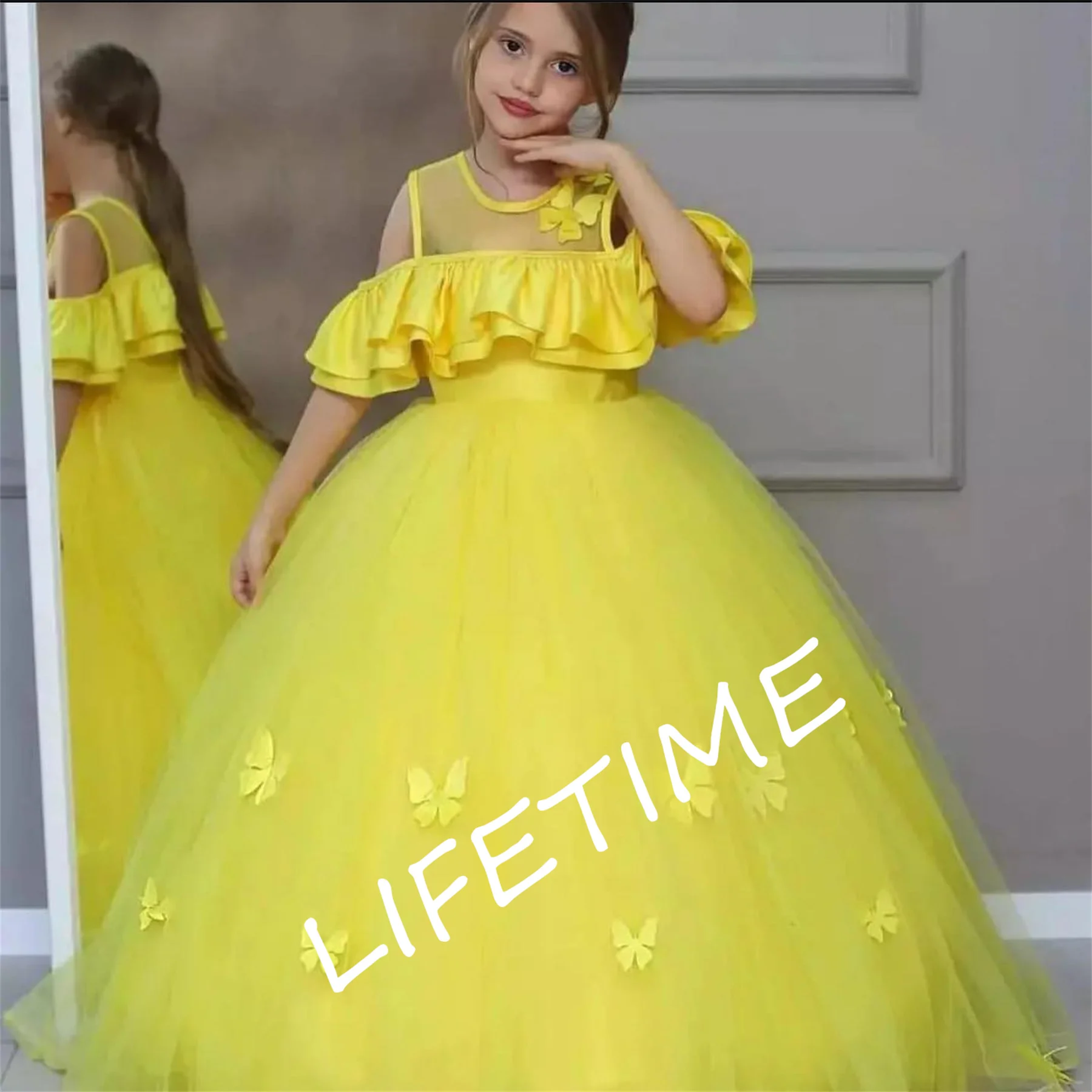 Robes de princesse gonflées en tulle pour filles, robes de demoiselle d'honneur pour mariage, robe de fête de mariage, robe d'anniversaire pour bébé fille