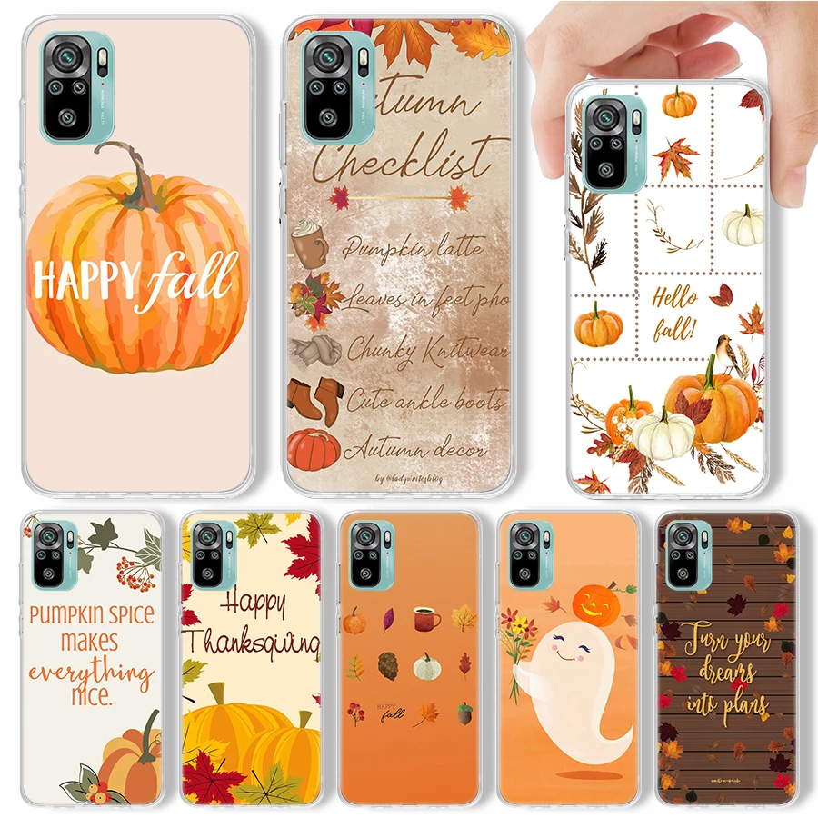 Pumpkin Happy Fall Holiday Phone Case For Xiaomi Redmi Note 13 12S 12 10 10S 11 11S 11E Pro Plus 11T 9 9S 9T 8 8T 7 Soft Silicon