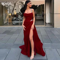 LORIE Elegant Red Evening Dresses High Slit Mermaid Prom Dresses Satin Backless Pleats Square Neck Clebrity Party Gowns 2024